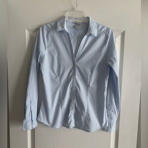 HM light blue long sleeved button up blouse size 12